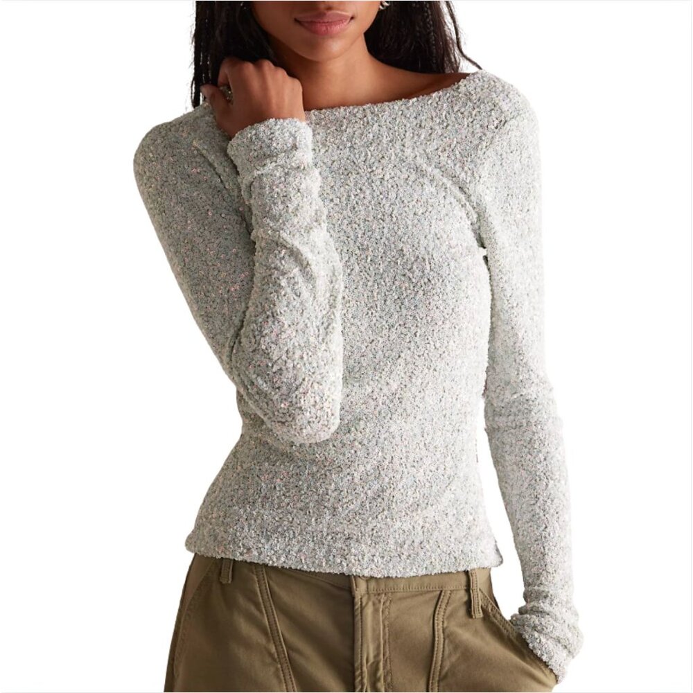 FREE PEOPLE Intimately Leading the Way Long Sleeve Seafoam NWT $98 S